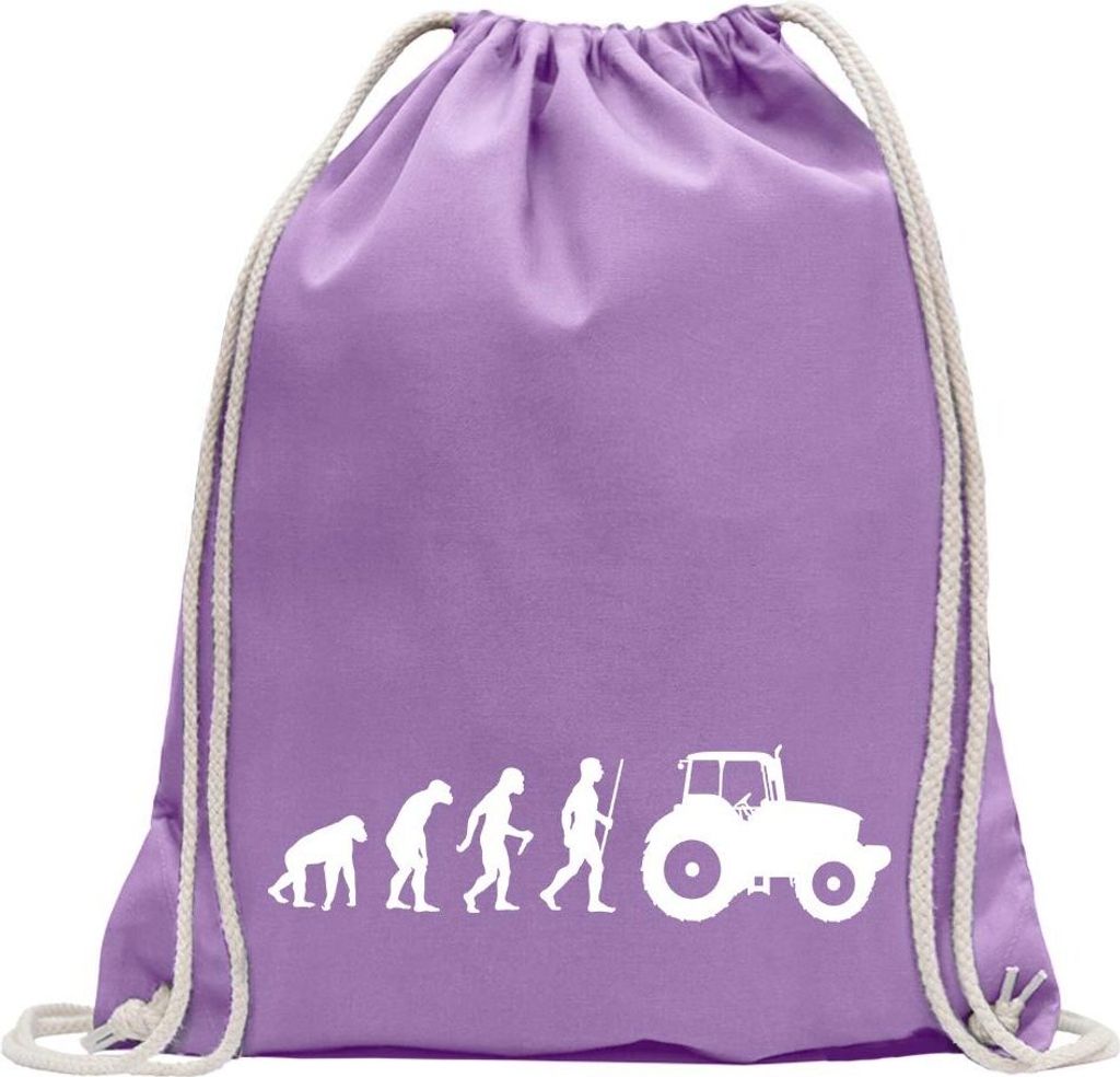 Kiwistar - Turnbeutel - lavendel - Landwirt Traktor Evolution - Fun Rucksack Sport Beutel Gymsack Baumwolle mit Ziehgurt