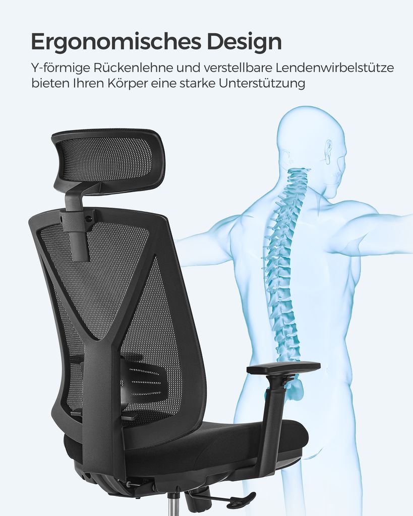 SONGMICS Bürostuhl höhenverstellbar und Wippfunktion Produktbild 