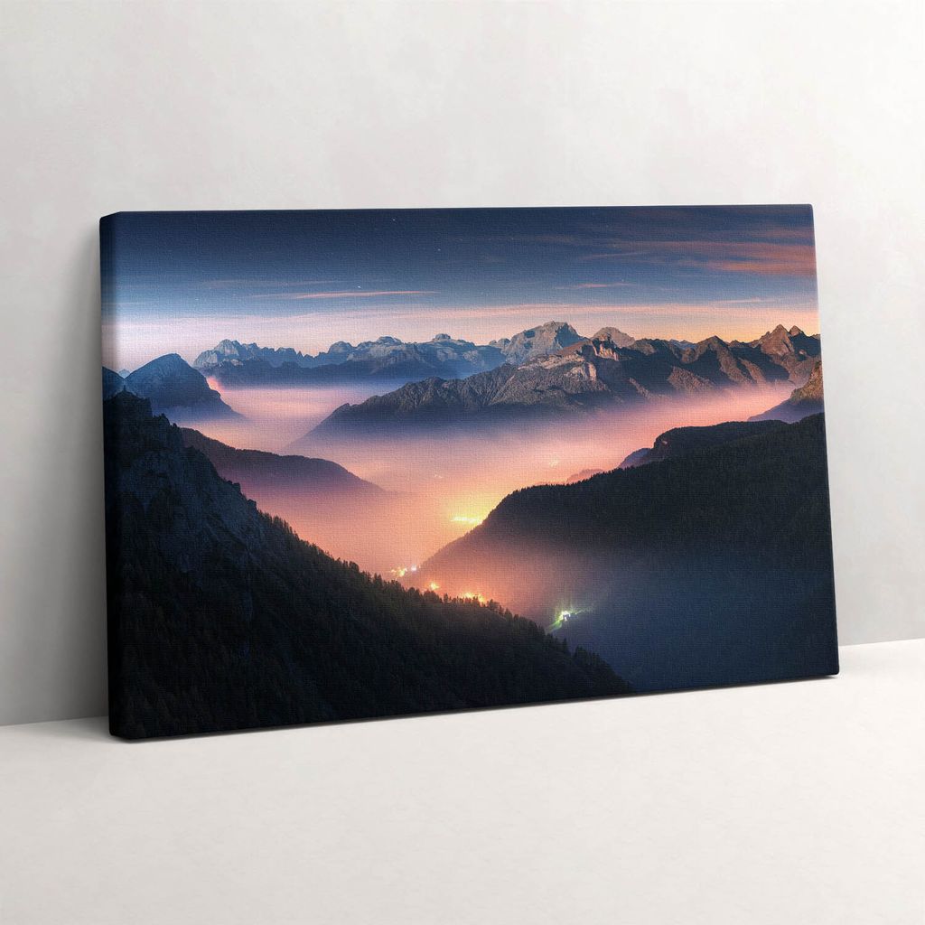 Berggipfel Landschaft – Leinwandbild Wandbild – 30x20 cm – Leinwandbilder – Wandbilder – Schlafzimmer – Flur