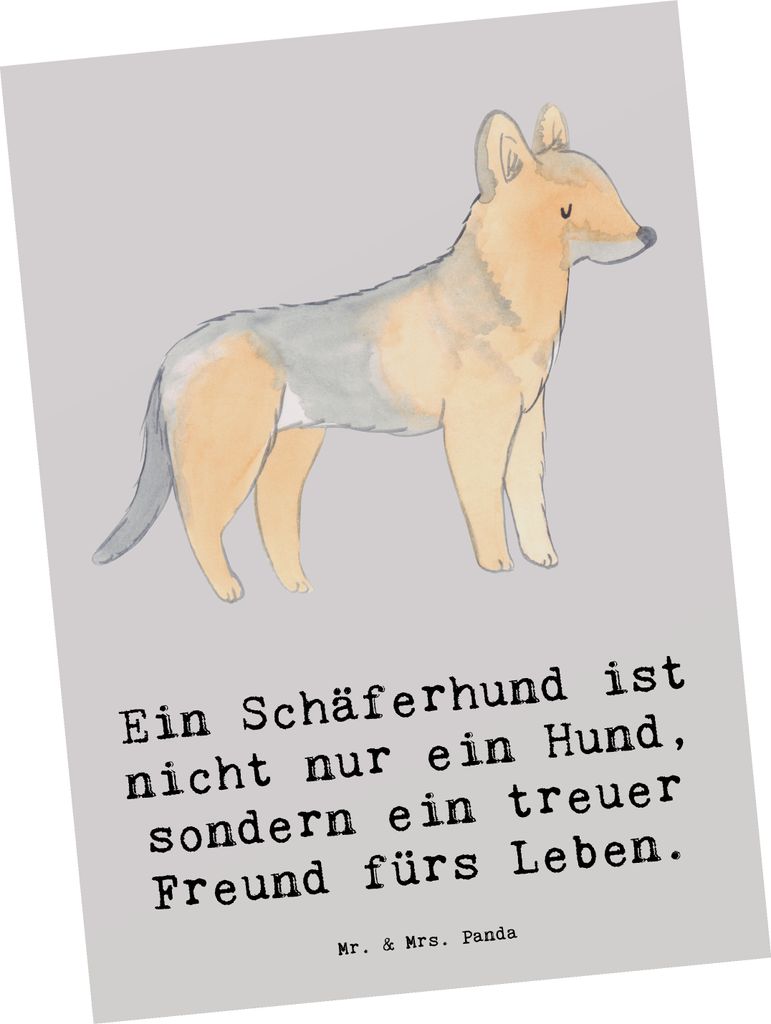 Mr. & Mrs. Panda Postkarte Schäferhund Freund - Grau Pastell - Geschenk, bildkarte, aktiver Hund, Hunderassen, Ansichtskarten, intelligenter, loya...
