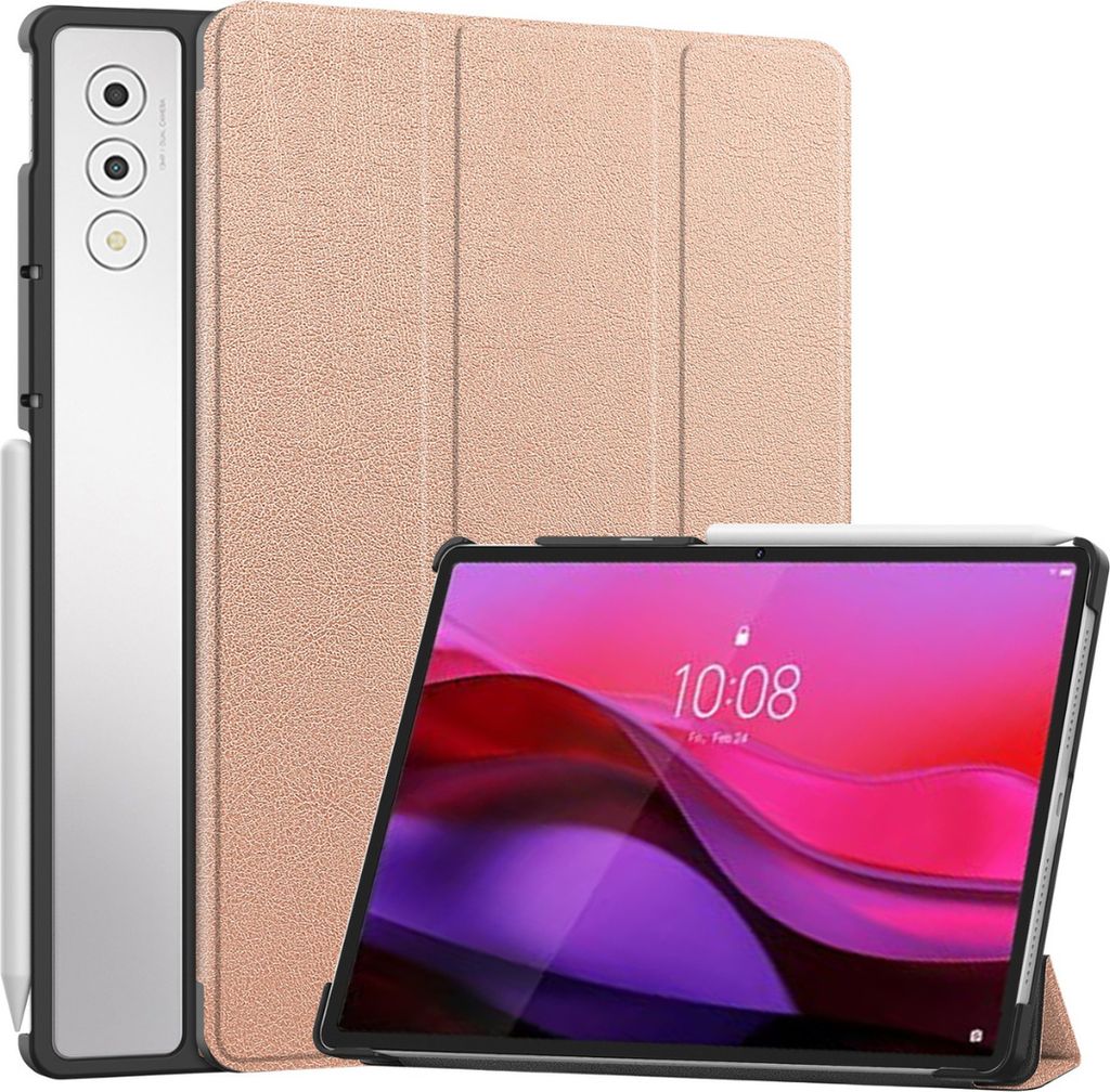 Hoozey - Hülle kompatibel mit Lenovo Yoga Tab Plus (2025) - 12.7 Zoll - Mit AutoWake-Funktion - Kunstleder Tablet Case Schutzhülle - Rose Gold