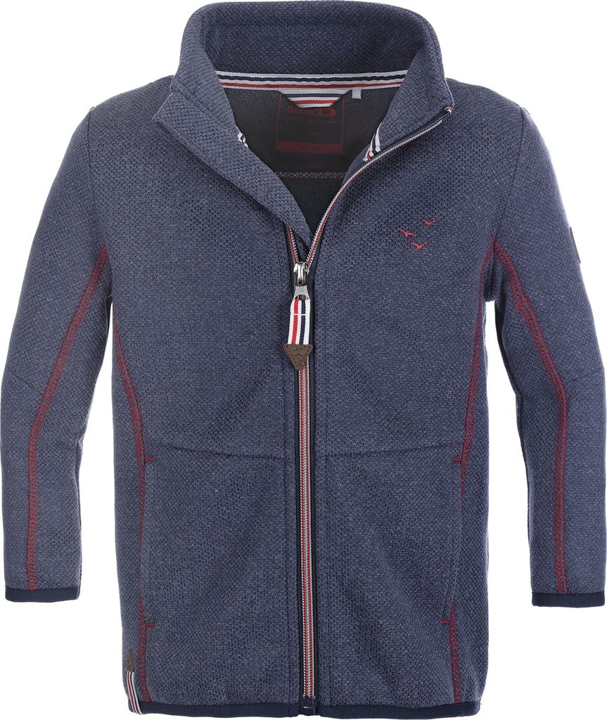 modAS Kinder Strickfleecejacke mit maritimen Details - Fleecejacke Mädchen Jungen Jacke weich warm atmungsaktiv in Marine Größe 98-104