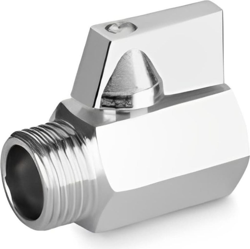 Kugelhahn Mini aus Messing, verchromt, mit verchromten Produktbild 