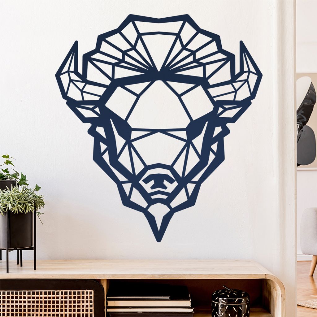 Bison Büffel Polygon Wandtattoo Wandaufkleber Wall Sticker - Dekoration, Küche, Wohnzimmer, Schlafzimmer, Badezimmer