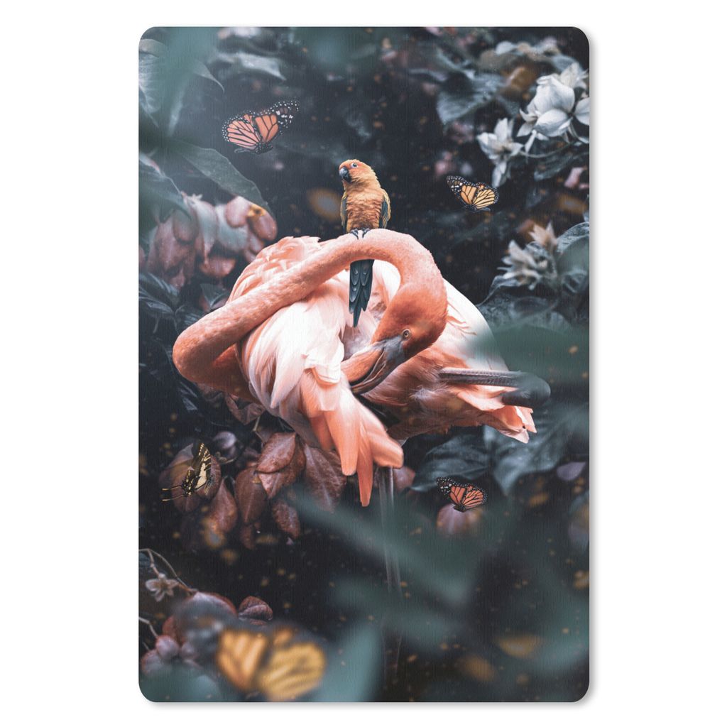 MuchoWow Mauspad Mousepad Flamingo - Schmetterling - Vogel - Dschungel 18x27 cm - Mousepads - Maus Mat - Pad - Mausunterlage