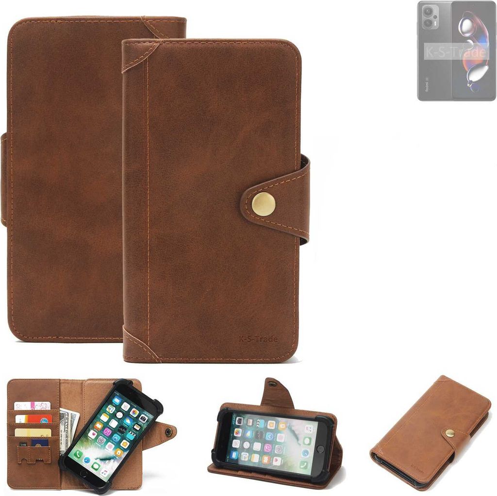 K-S-Trade Handyhülle kompatibel mit Xiaomi Redmi Note 12T Pro Schutz Hülle Walletcase Bookstyle Tasche Case Handytasche Wallet Flipcase Cover PU