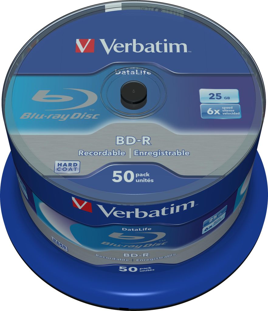 1x50 Verbatim BD-R Blu-Ray 25GB 6x Speed Datalife No-ID Obrázek produktu 