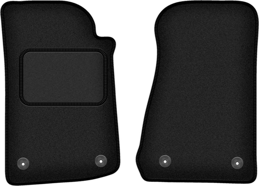 Velours-Fußmatten Vorne passend für Jeep Wrangler JL (2 Türen, Bj. 2017-) – schwarz, passgenau, mit Befestigungen set 2 Stk. - STANDARD
