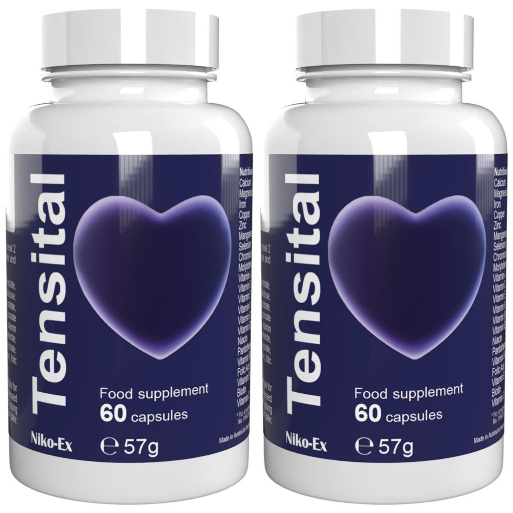 TENSITAL BLUE - 120 Kapseln (2x60) hochdosiert - Original Rezept aus der Schweiz - Vegan & Pflanzlich mit Vitaminen & Mineralien - 2er Pack