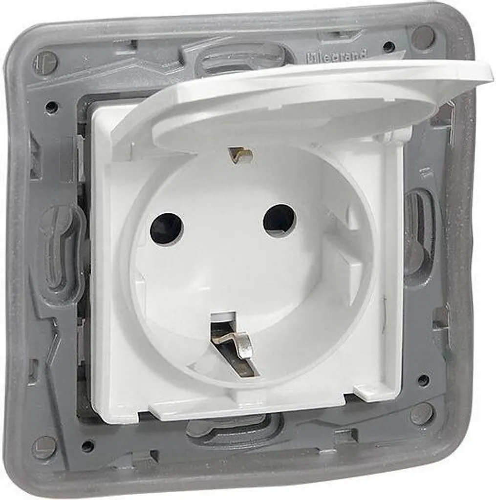 Prise SCHUKO Niloe IP44 Legrand ultra blanc 664747 - Montage complet