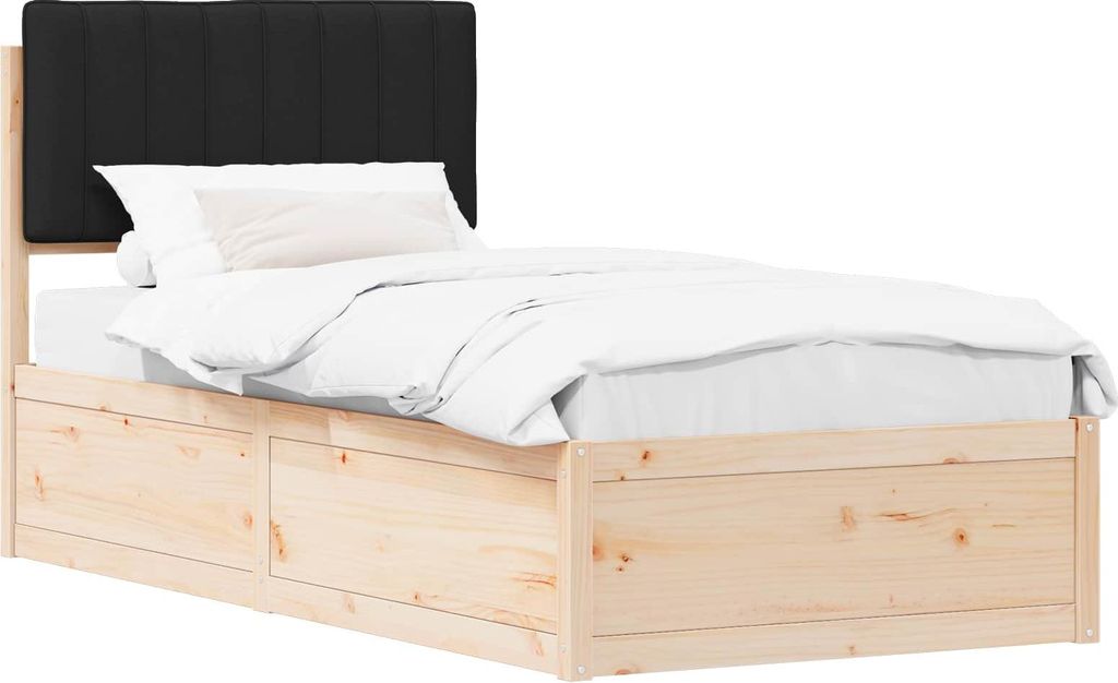 Bettgestell mit gepolstertem Kopfteil Schwarz 90 x 190 cm
