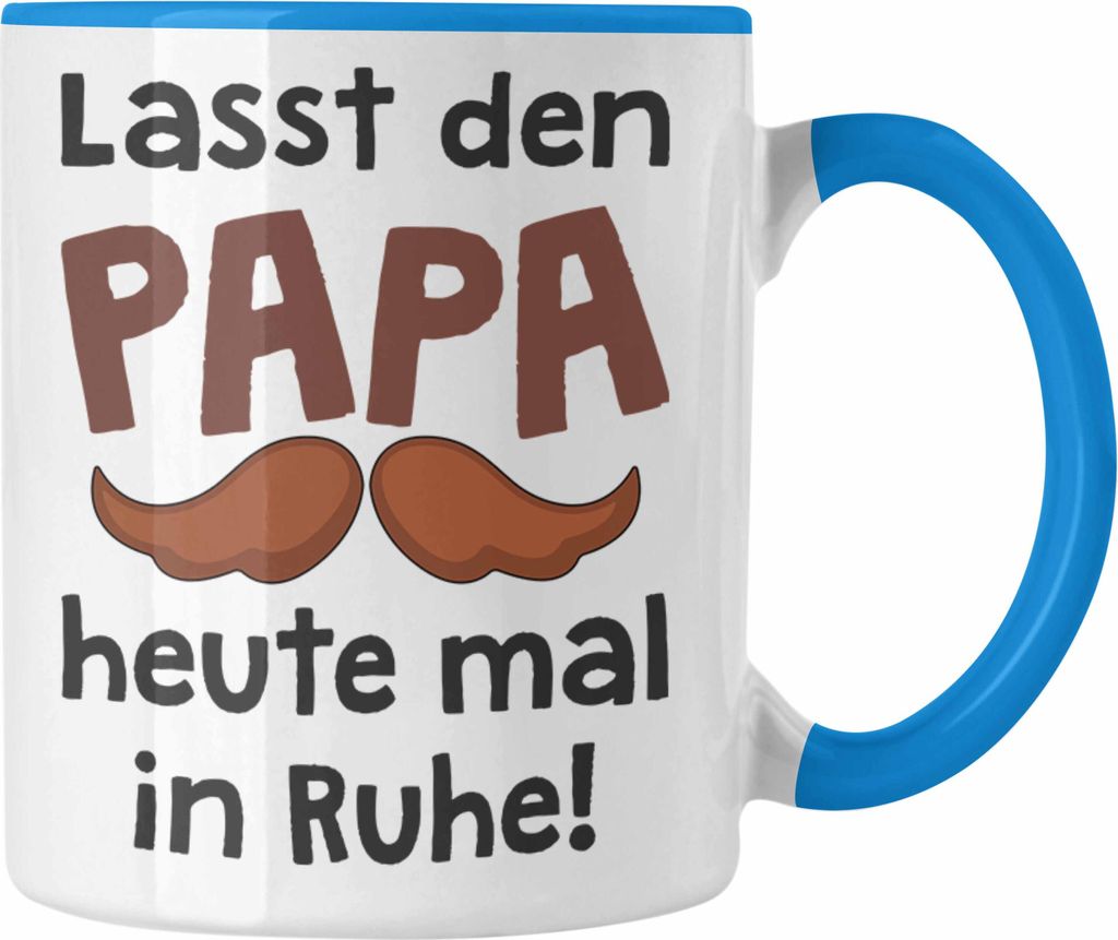 Trendation - Bester Papa Geschenk Vatertag Tasse mit Spruch Vater Geschenk von Sohn Papa Kaffeetasse (Blau)