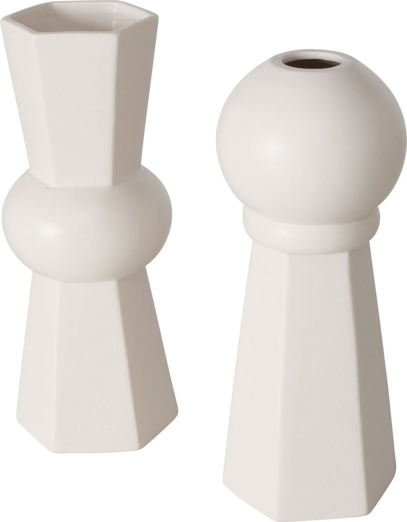 Boltze Dekovase 2er Set "Jelischka" aus Keramik in weiß H25cm, Vase