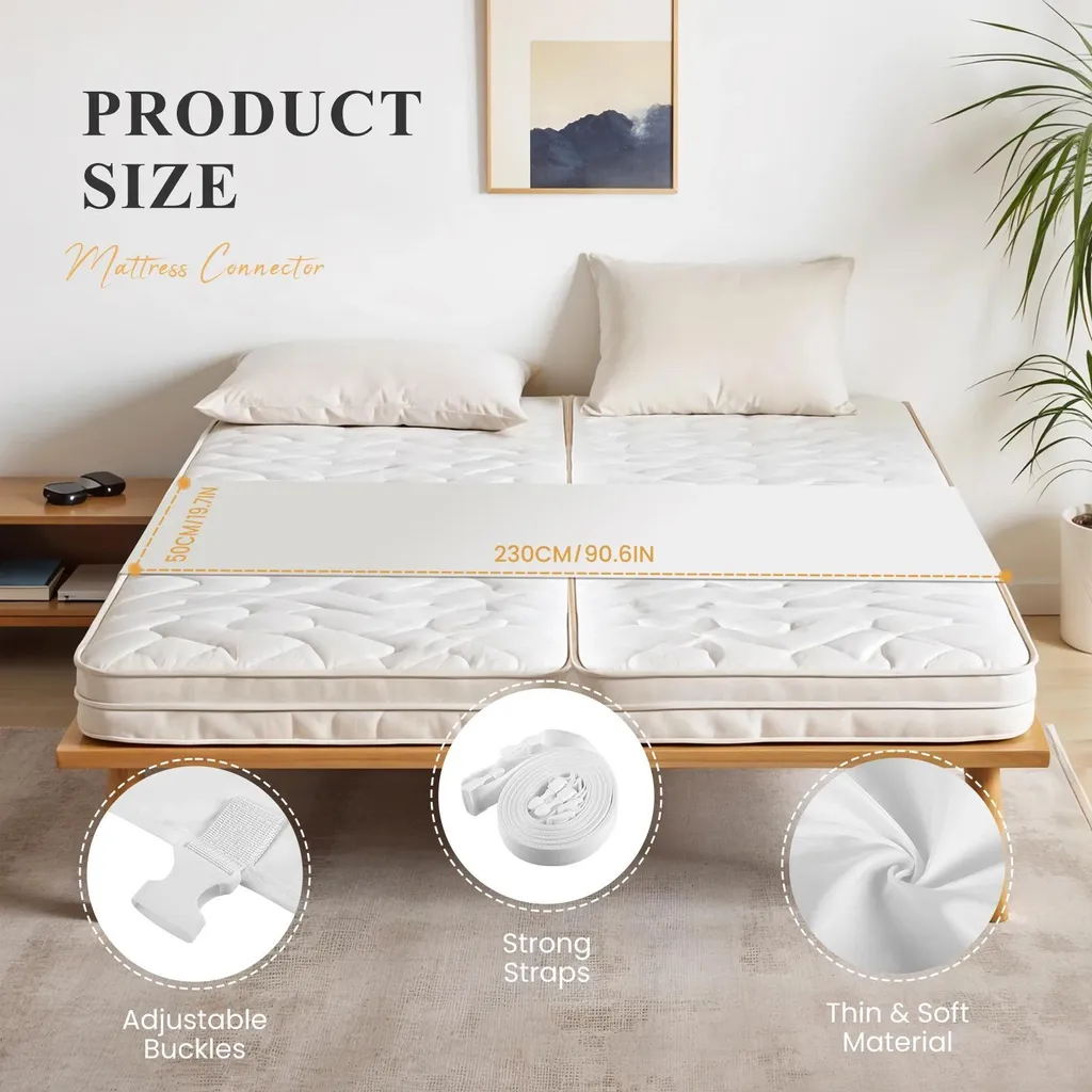 Connettore Materassi Singoli 230cm | Kit Unisci Materassi Antiscivolo - 5