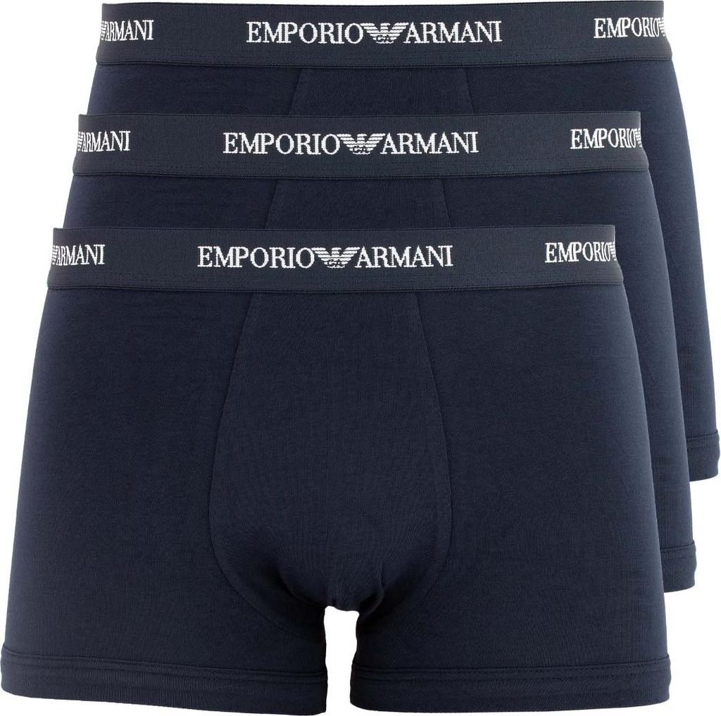 Emporio Armani Herren Boxershorts 3er Pack | Trunk Core Logoband Dunkelblau AF14132 EM000259 S 3Trunks/Marine/Navy