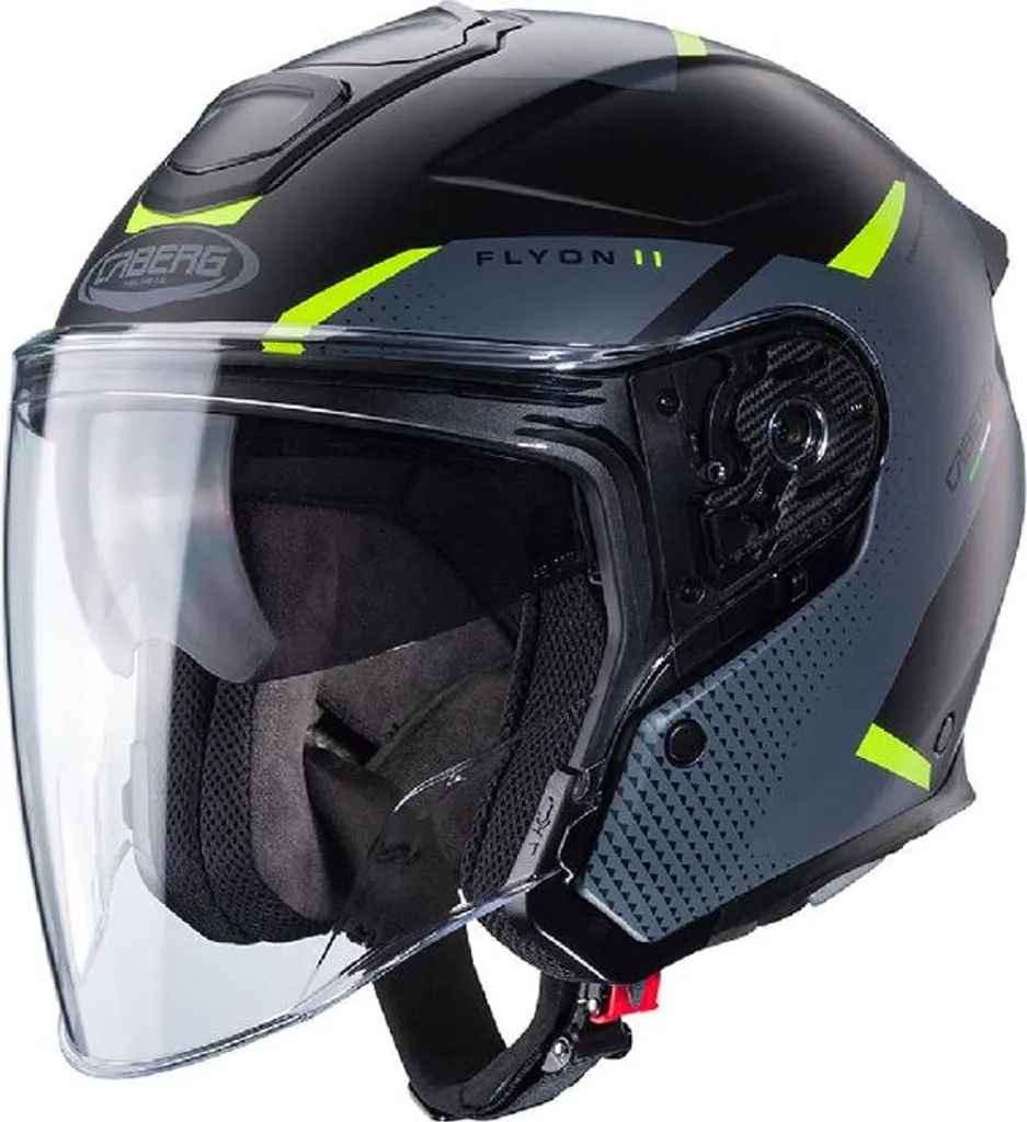 Casque moto jet Caberg Flyon II Boss noir mat jaune en taille L