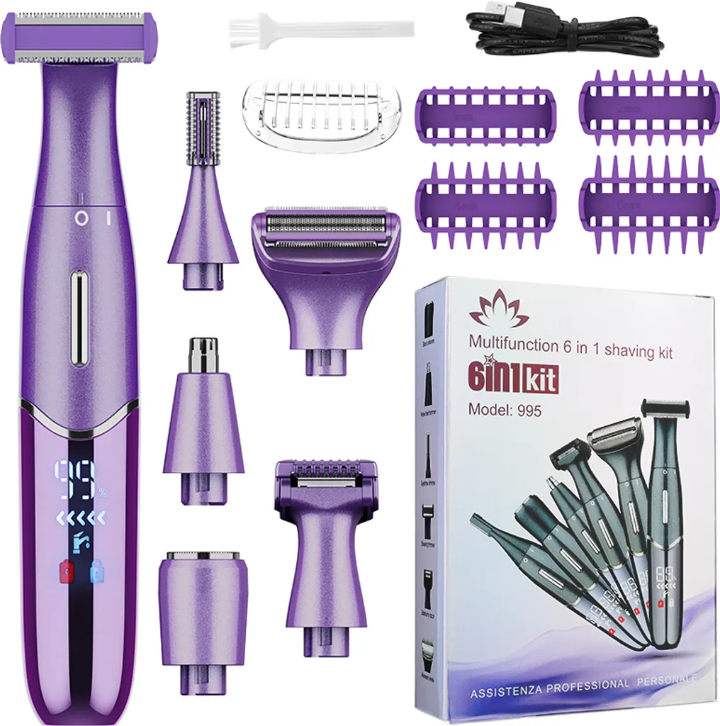 INF Tondeuse à cheveux 5-en-1 pour femmes épilation précise violette