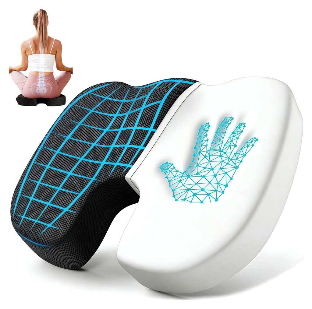 Orthopädisches Sitzkissen mit Memory-Schaum, Ergonomisches Kissen für Büro, Auto und Zuhause, Abnehmbarer und rutschfester Bezug, Unterstützung...