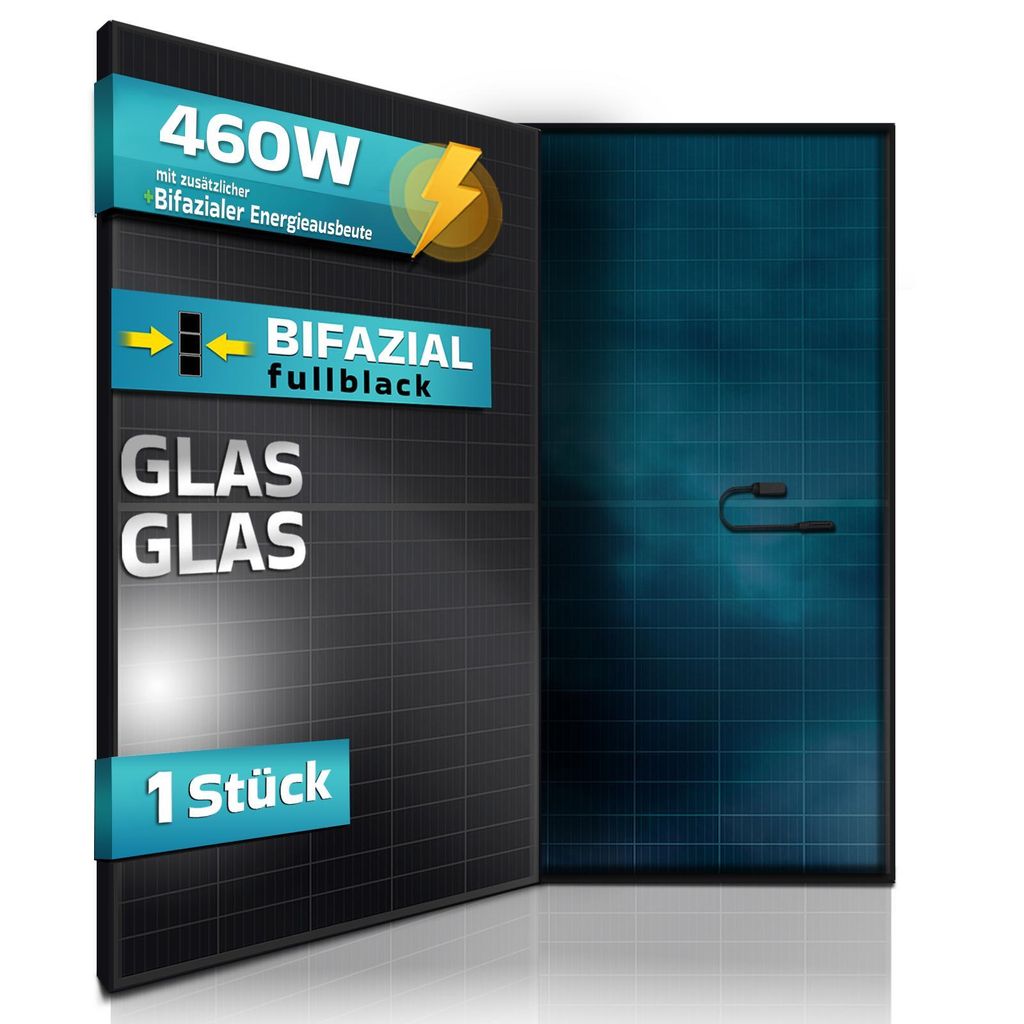 SUNNIVA® Solarmodul 460 W FULL BLACK Bifazial Glas/Glas PV Produktbild 