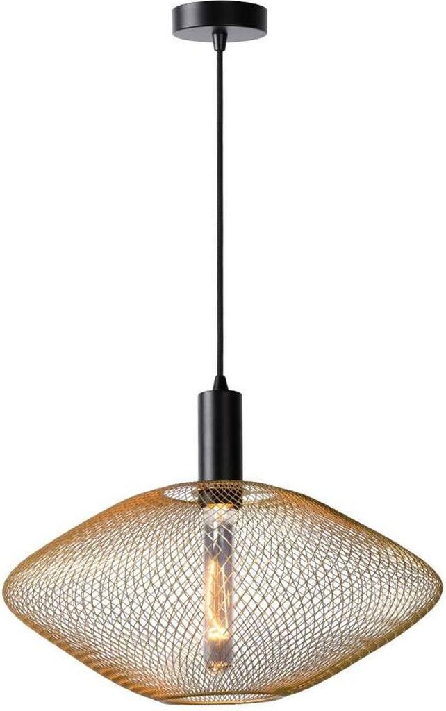 Hängeleuchte Metall E27 Ø 45 cm H: max. 151 cm in Schwarz Messing rund Vintage Design Käfig Schirm