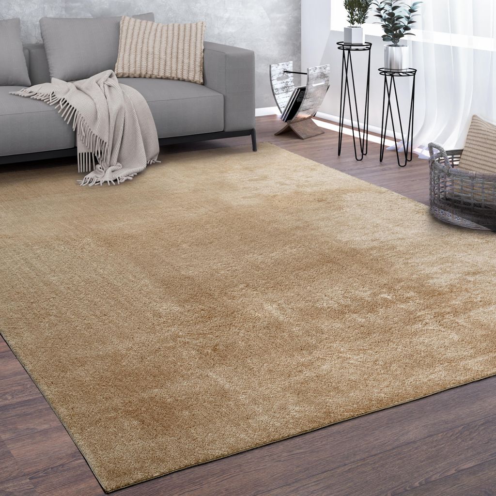 Waschbarer Teppich Wohnzimmer Kurzflor Einfarbiger Moderner Produktbild 