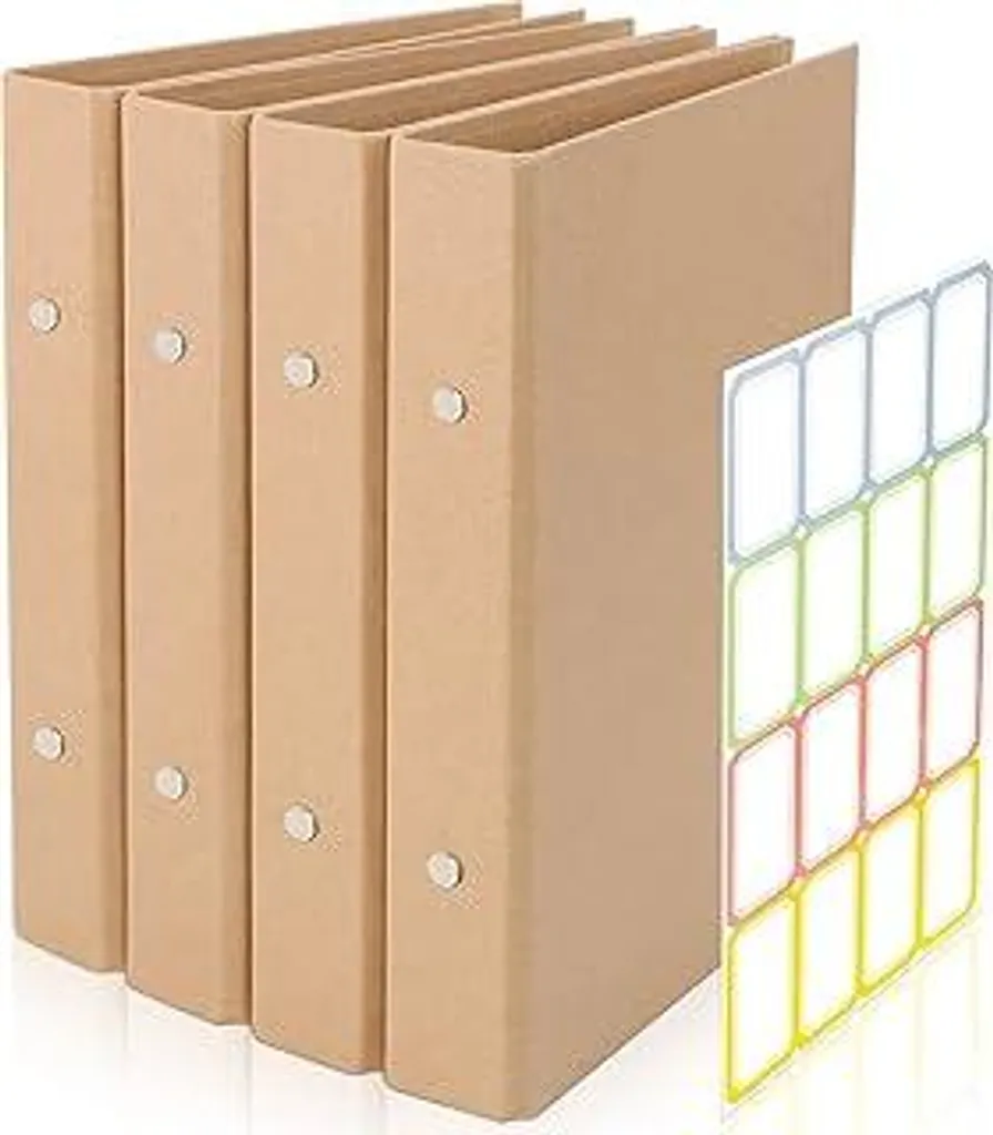 4 Raccoglitori A5 per Appunti Studio e Dispense - Carta Kraft 2 Anelli