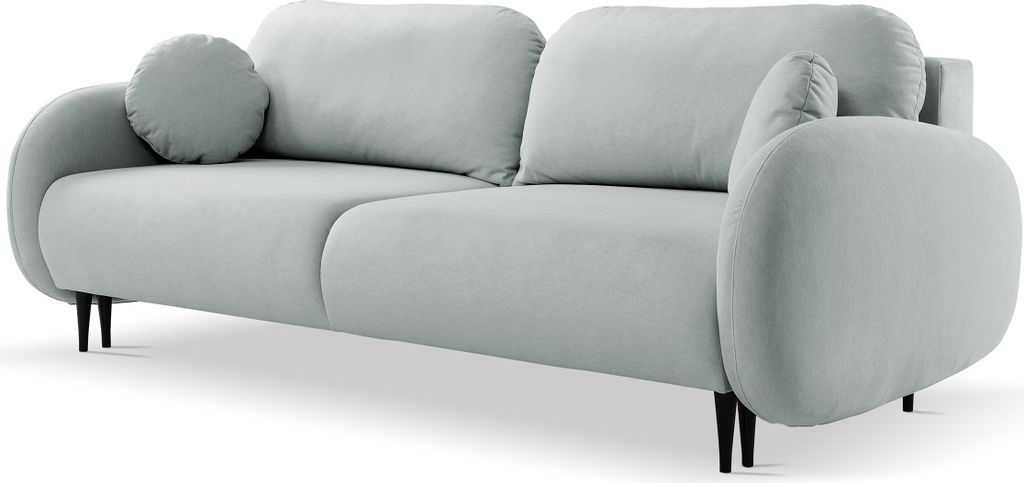 Selsey Sofa Bafra 3-Sitzer mit Schlaffunktion und Bettkasten, Easy-Clean Samtbezug Grau