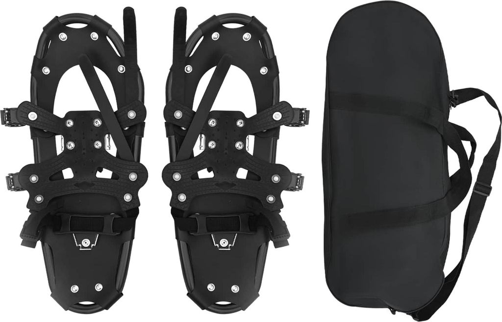 vidaXL 3 in 1 Schneeschuhe Schwarz 53,5 x 21 cm Aluminium und HDPE