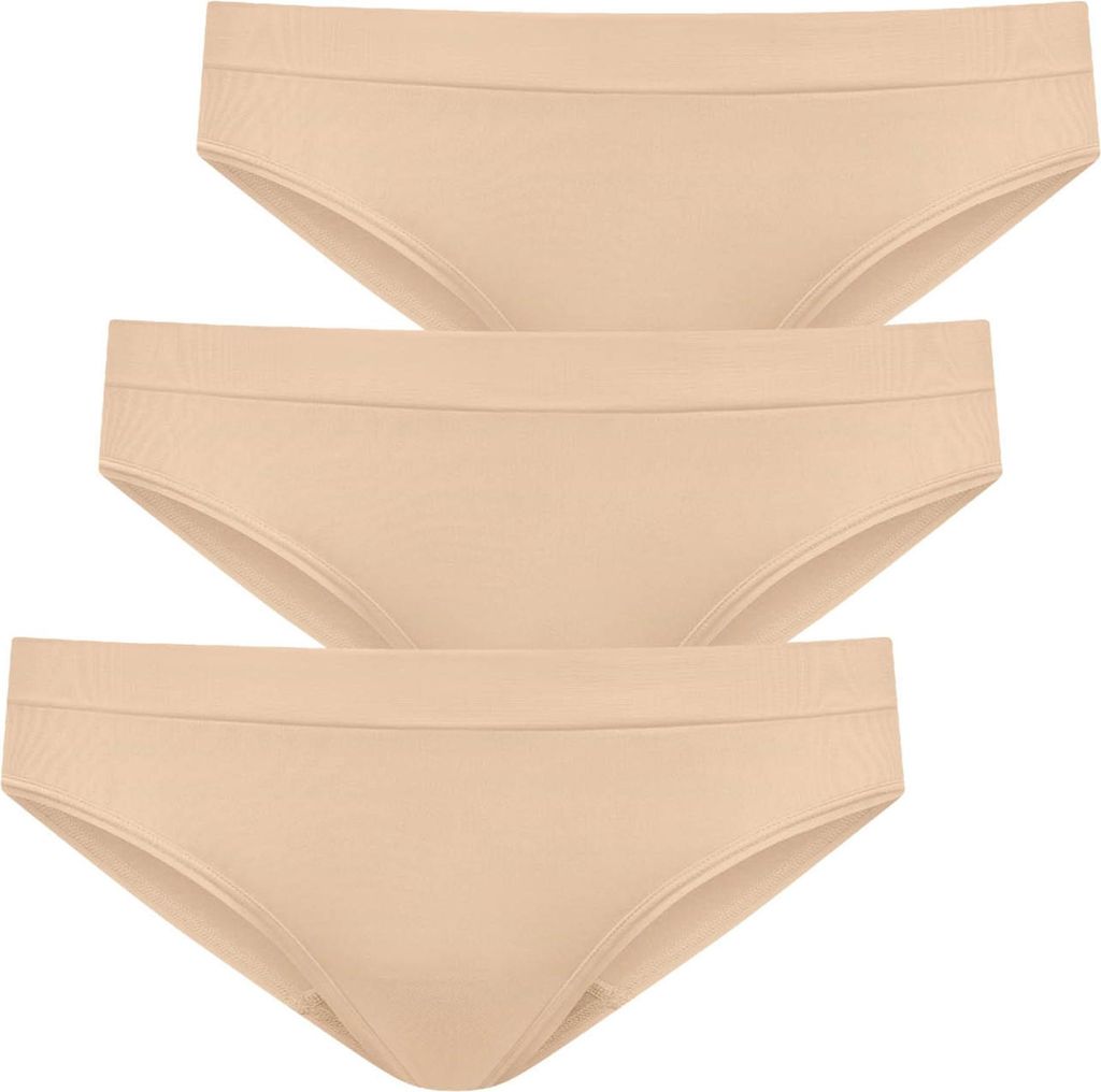 Jockey Damen Bikini-Slips, 3er Pack - Seamfree Bikini, Low Rise, einfarbig Beige M