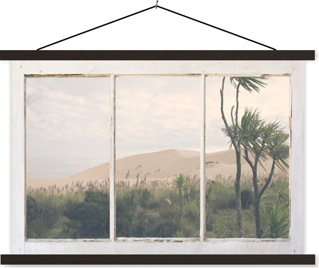 MuchoWow Textilposter Aussicht - Düne - Strand 60x40 cm mit schwarzem Rahmen - Hölzernes