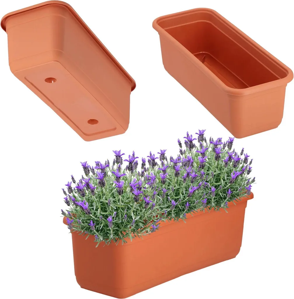 Jardinière de balcon 40 cm pour fleurs et herbes aromatiques extérieur