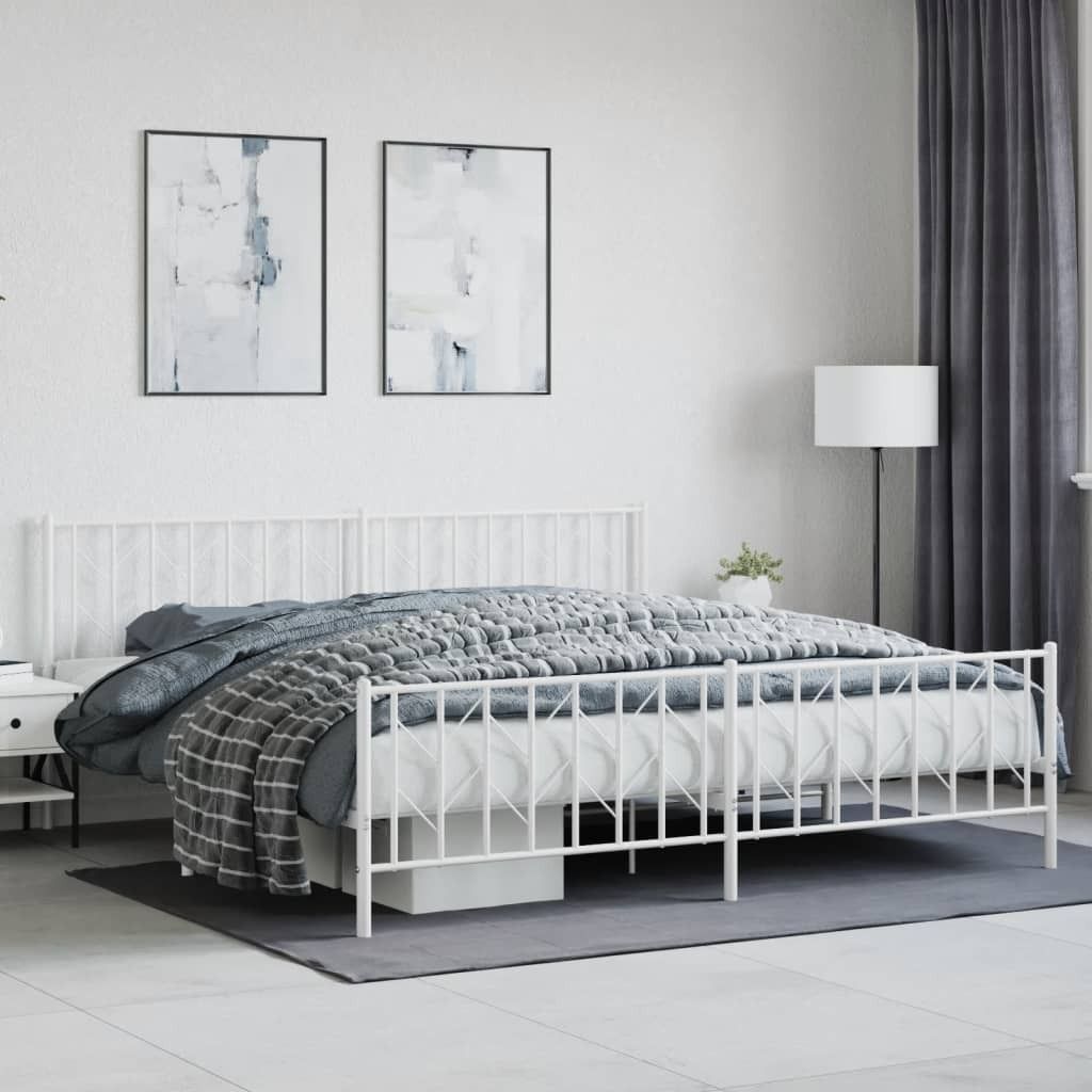 Maison Exclusive - Bettgestell mit Kopf- und Fußteil Metall Weiß 200x200 cm