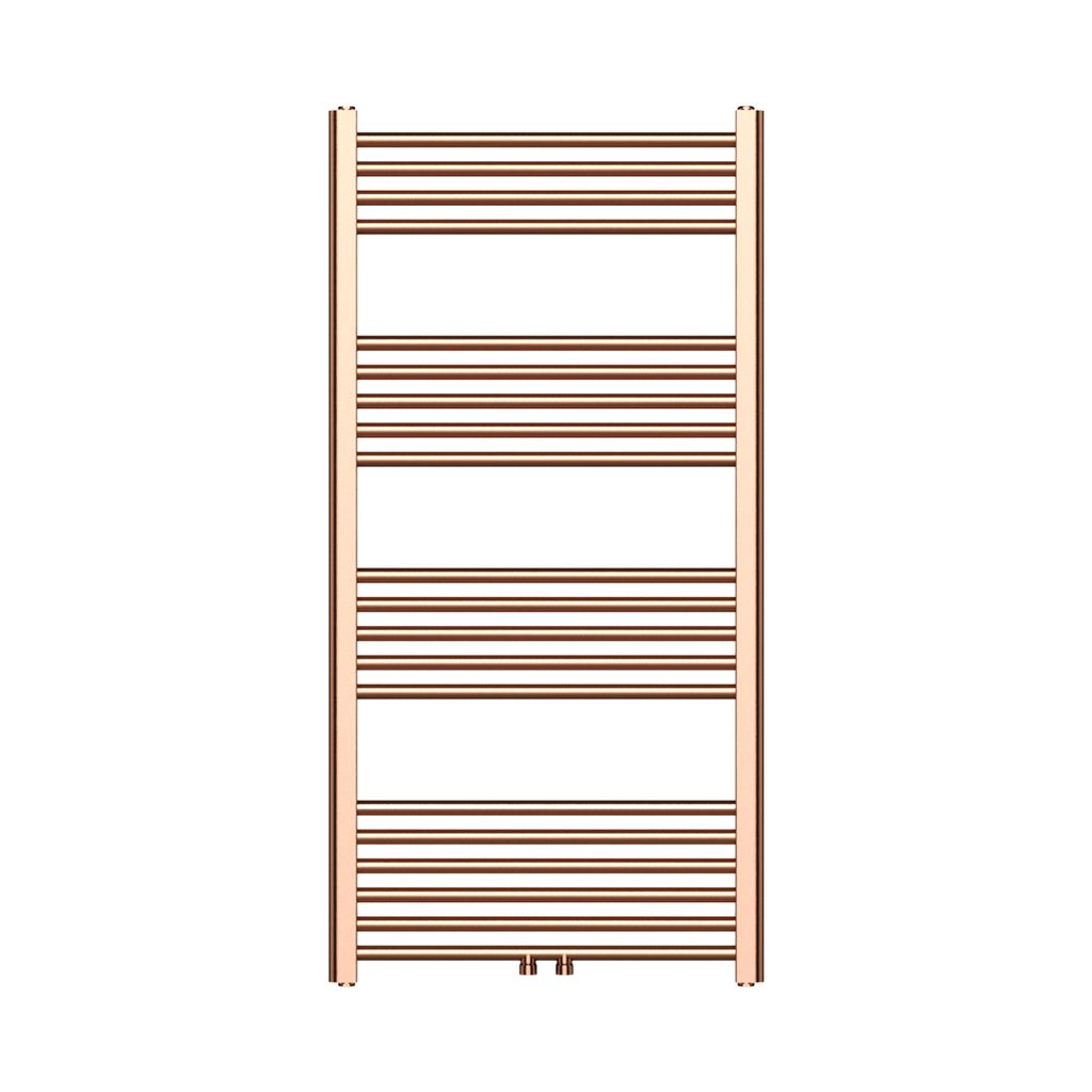 Handdoekradiator met centrale aansluiting, geborsteld koper Productafbeelding 