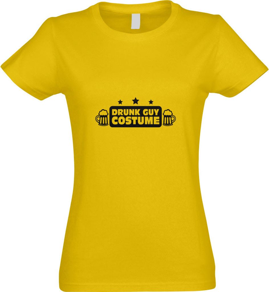 Kiwistar - T-Shirt tailliert - Damen - gelb - Drunk Guy Costume Bier - mit Motiv Bedruckt - Funshirt Design - Sport - Freizeit - Damen - S