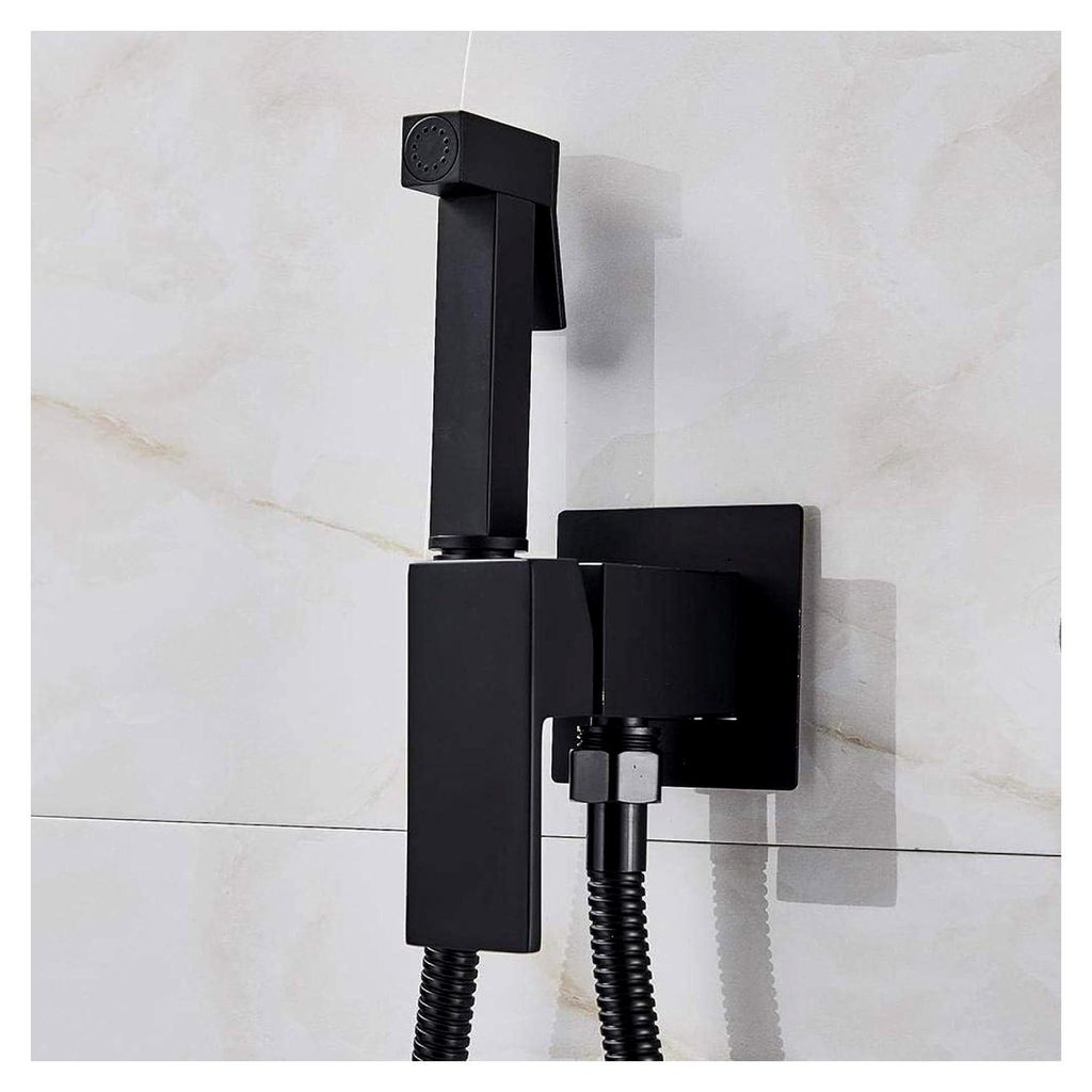 aucet Messing-Duscharmatur, schwarzer Waschmischer, Kalt- und Warmwassermischer, Kran, quadratischer Duschsprühkopf, Wasserhahn, Toilettenarmaturen