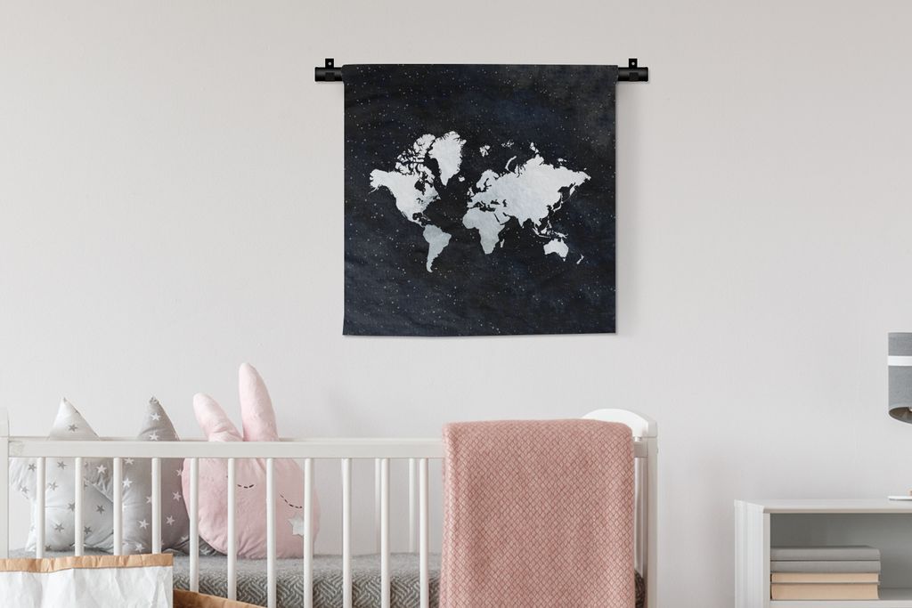 MuchoWow® Wandteppich Wandbehang Weltkarte - Sternenhimmel Produktbild 