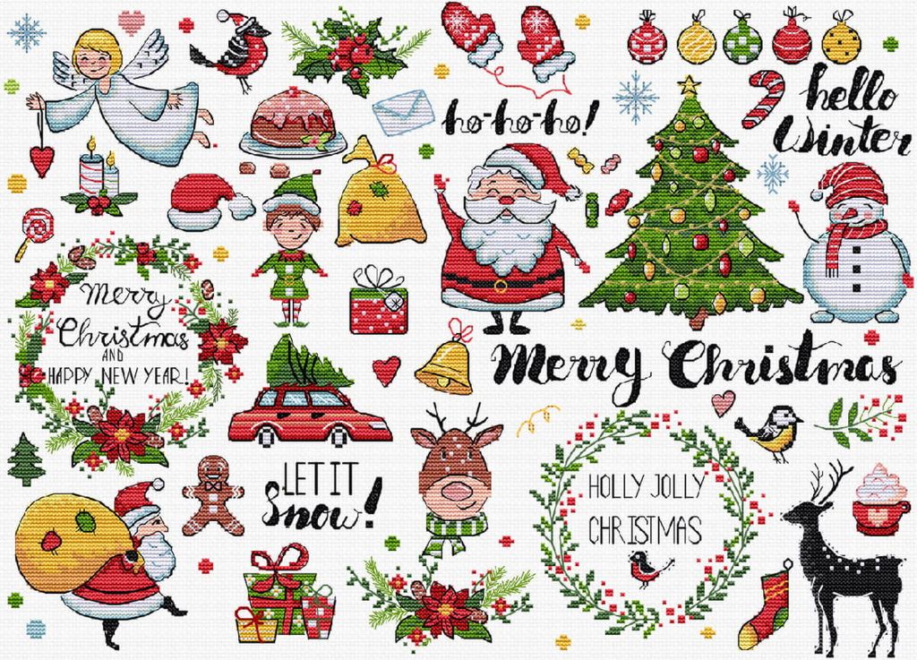 Letistitch Kreuzstich Stickpackung "Weihnachts-Sampler", Zählmuster, 38x27cm