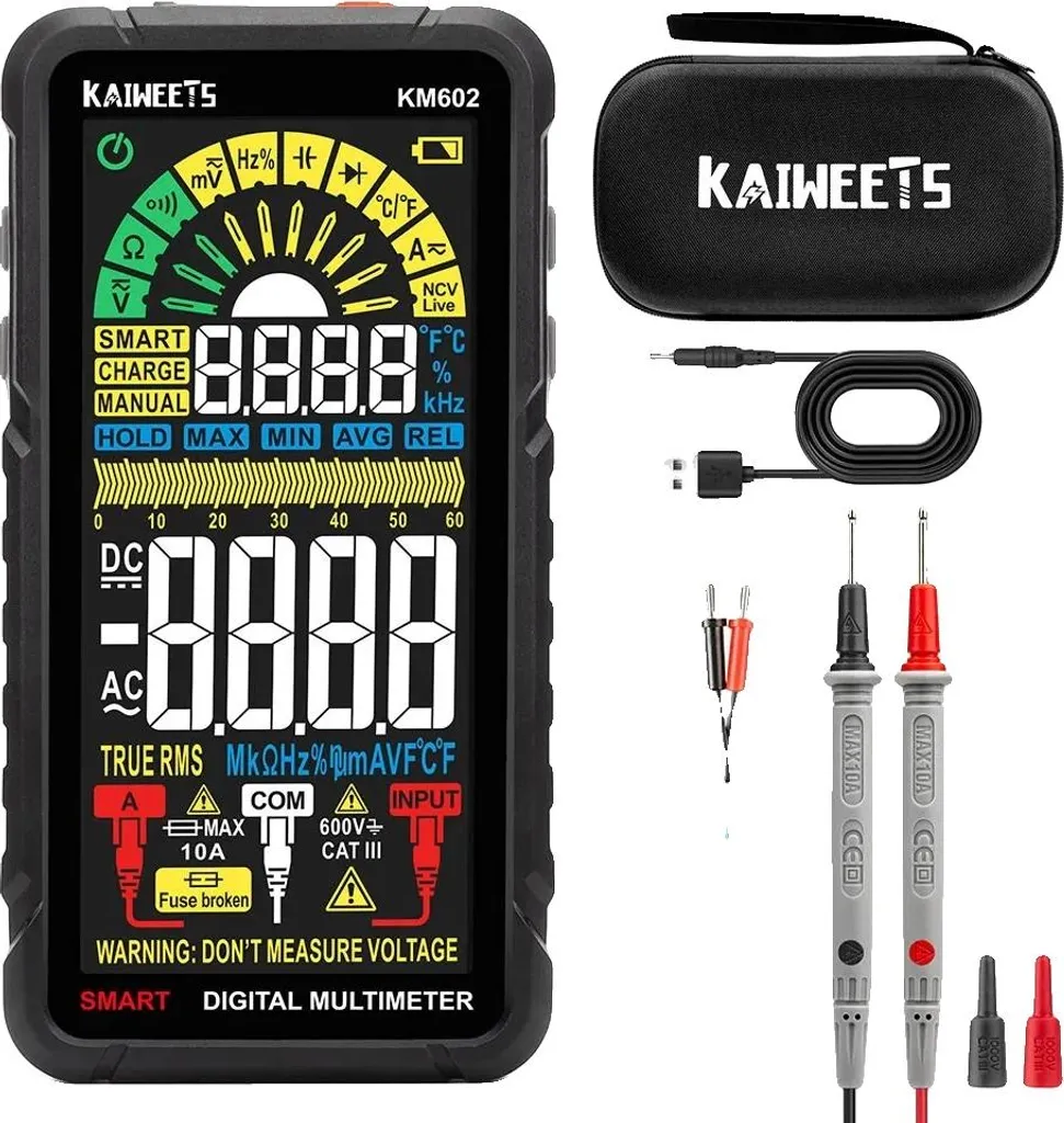 Multimètre numérique intelligent KM602 avec batterie rechargeable USB