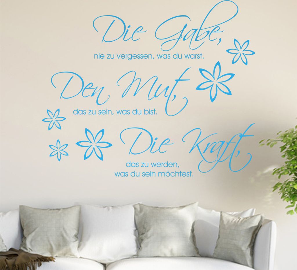 Die Gabe nie zu ... Wandtattoo in 6 Größen - Wandaufkleber Wall Sticker - Dekoration, Küche, Wohnzimmer, Schlafzimmer, Badezimmer