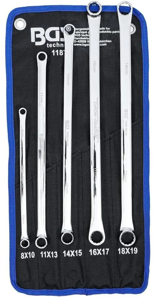 Clés à Oeil Doubles de Grande Longueur 8-19mm - Coffret de 5 Outils Pro
