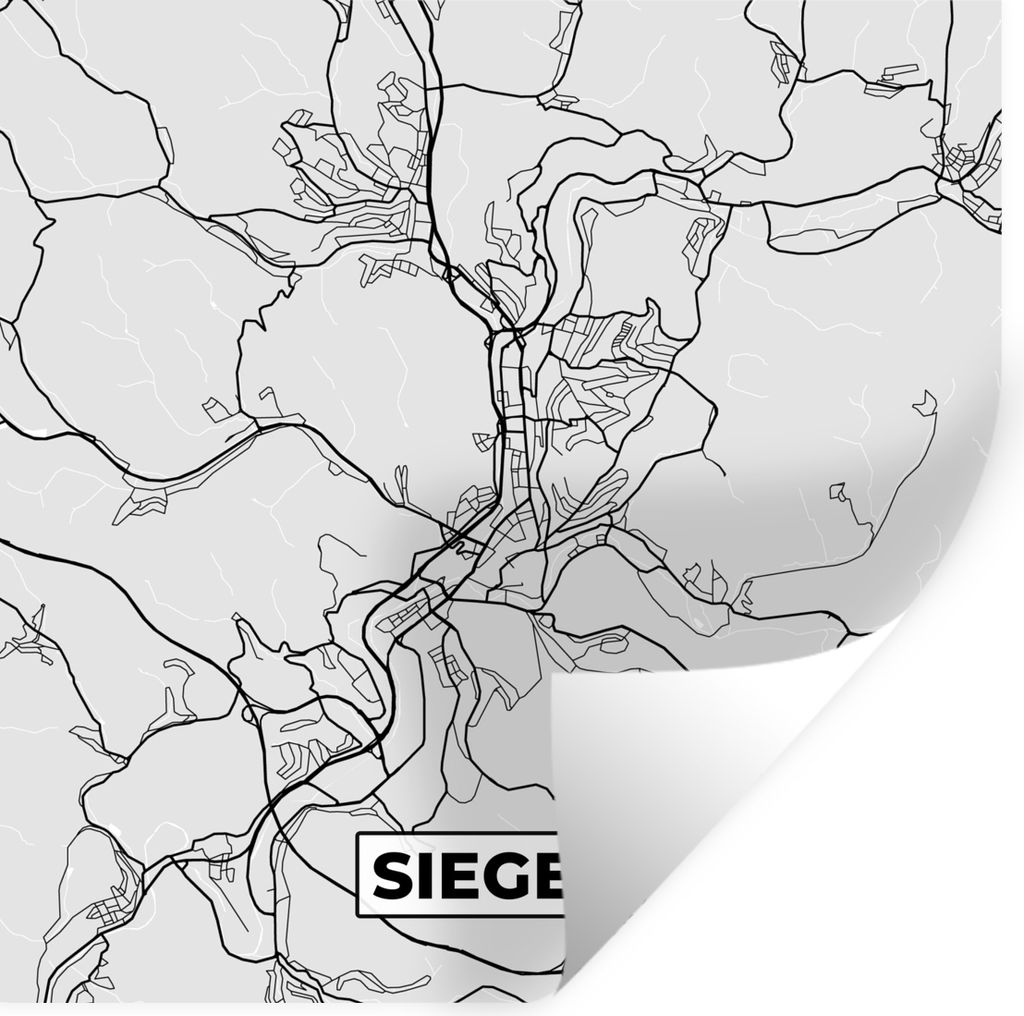 MuchoWow Wandtattoo Wandsticker Wandaufkleber Stadtplan - Deutschland - Siegen - Karte 50x50 cm Selbstklebend und Repositionierbar - Selbstkleben...