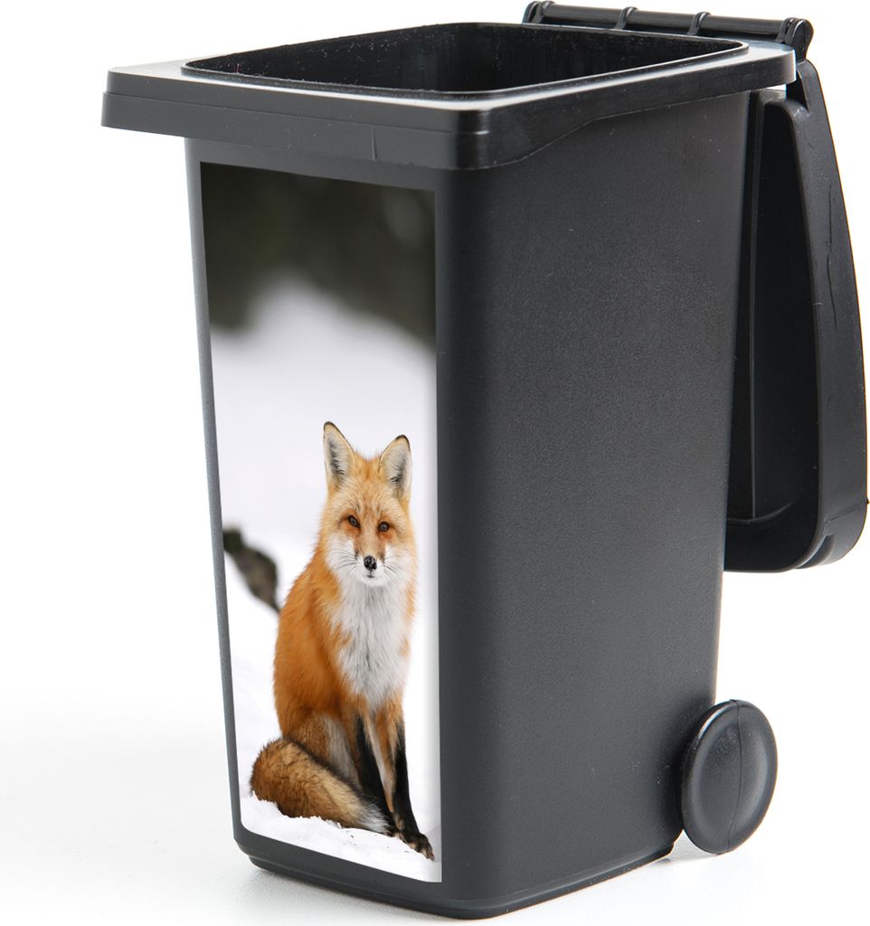 MuchoWow Mülltonnenaufkleber Fuchs - Schnee - Winter 38x80 cm - Behälteraufkleber - Mülleimer-Aufkleber - Container-Aufkleber