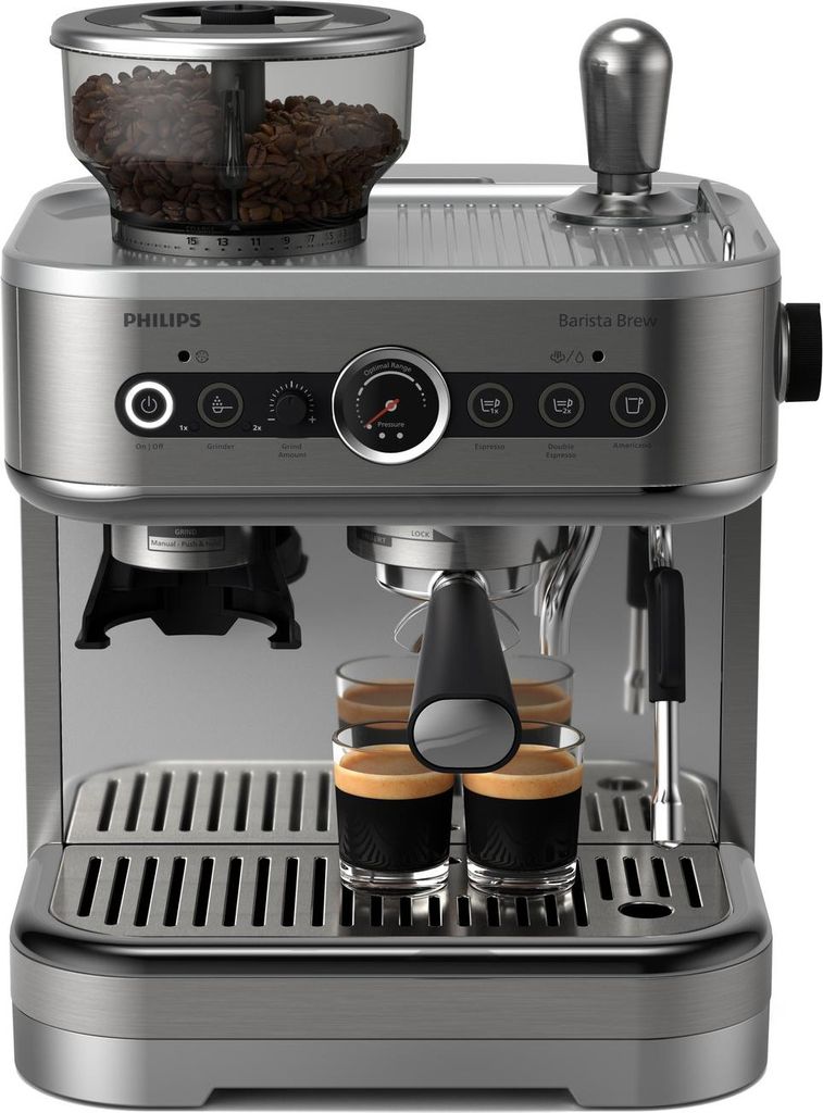 Philips Barista Brew PSA3228-01 Siebträgermaschine mit Mahlwerk - Silber