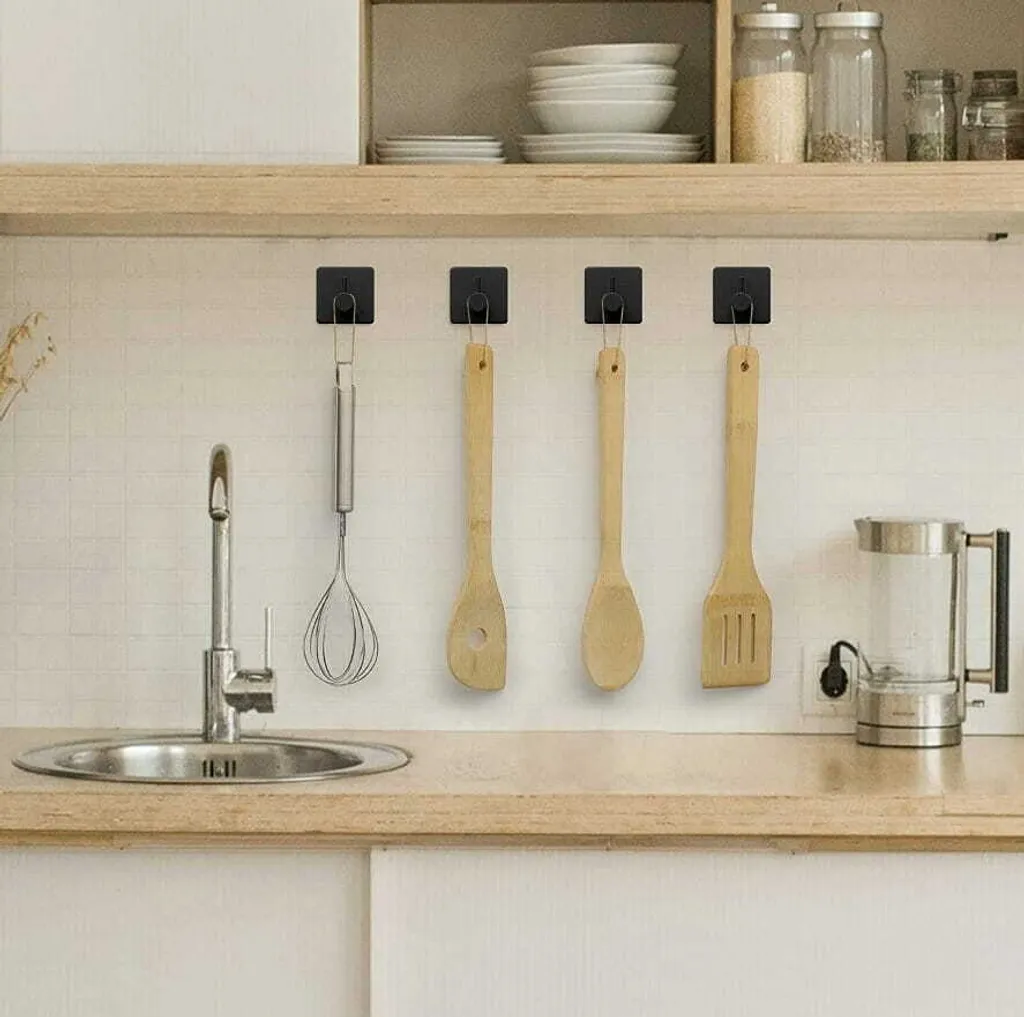4 Ganci Adesivi Neri Opachi 4.5cm - Appendini Multifunzione Cucina e Bagno - 35