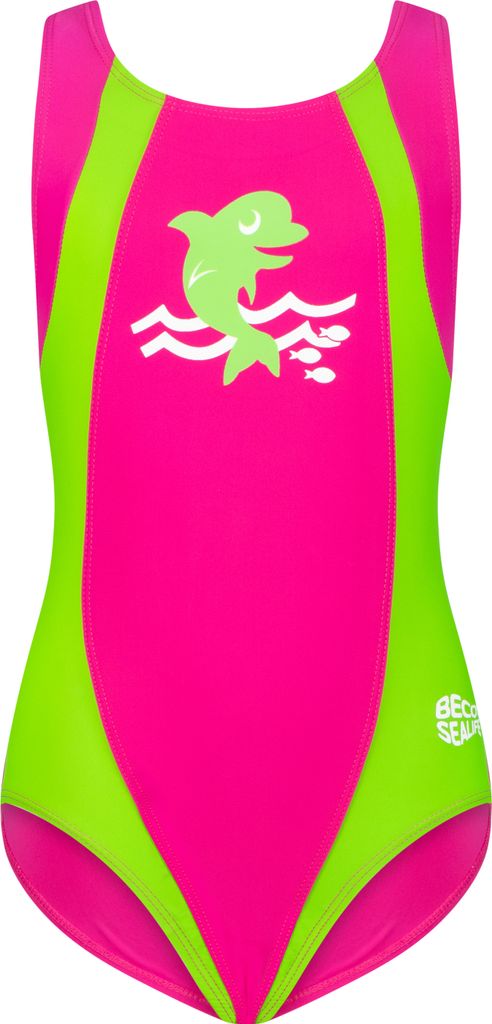BECO the world of aquasports Badeanzug BECO-SEALIFE mit Delfin-Print pink grün 104 A
