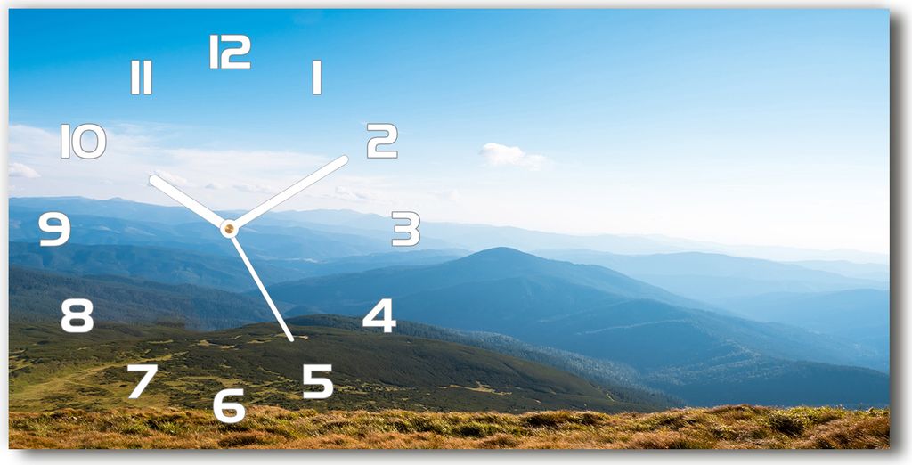Wanduhr aus Glas – 60x30 cm - Glasbild - Glasuhr - Gehärtetes Glas - weisse-zeiger - Tatra-Nationalpark