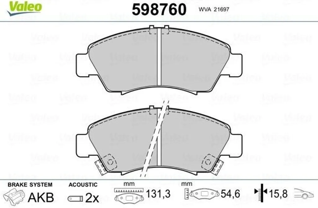 Plaquettes de frein avant VALEO 598760 haute performance et sans bruit