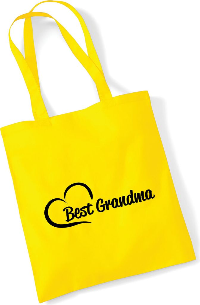 Huuraa Jutebeutel Best Grandma Heart 10 Liter Yellow Baumwolle Tasche Geschenkidee