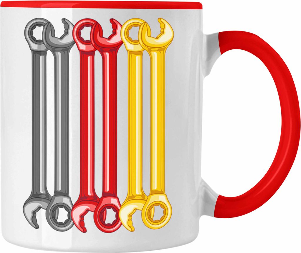 Trendation - KFZ Mechaniker Geschenk Lustig Tasse Automechaniker Mechatroniker Werkstatt Tasse Deutschland Flagge (Rot)