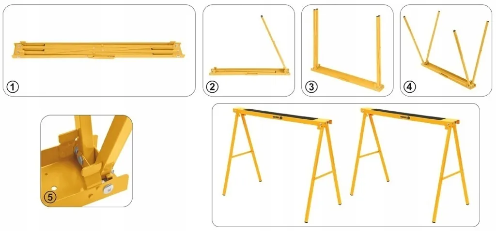 Paire de tréteaux de sciage pliables Vorel pour établi d'appoint 2St. - 3